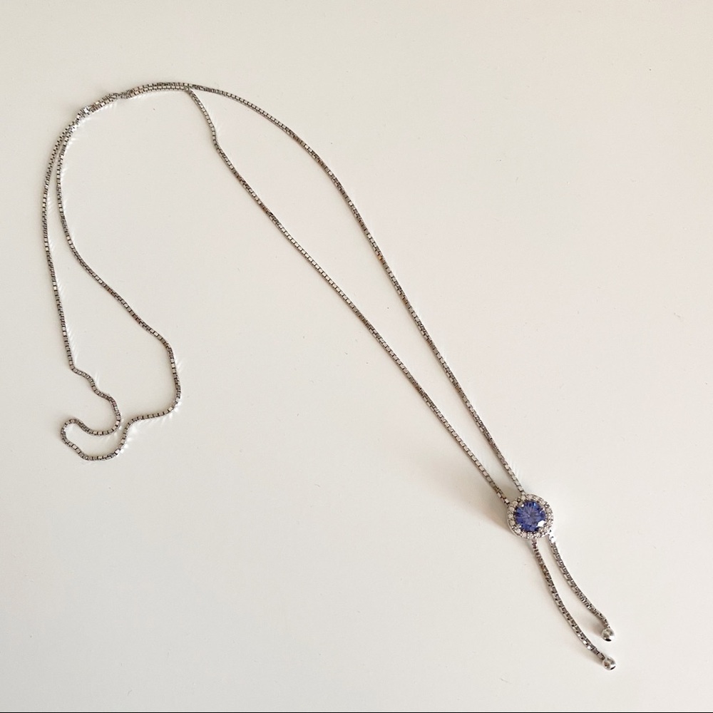 Silver necklace with blue stone